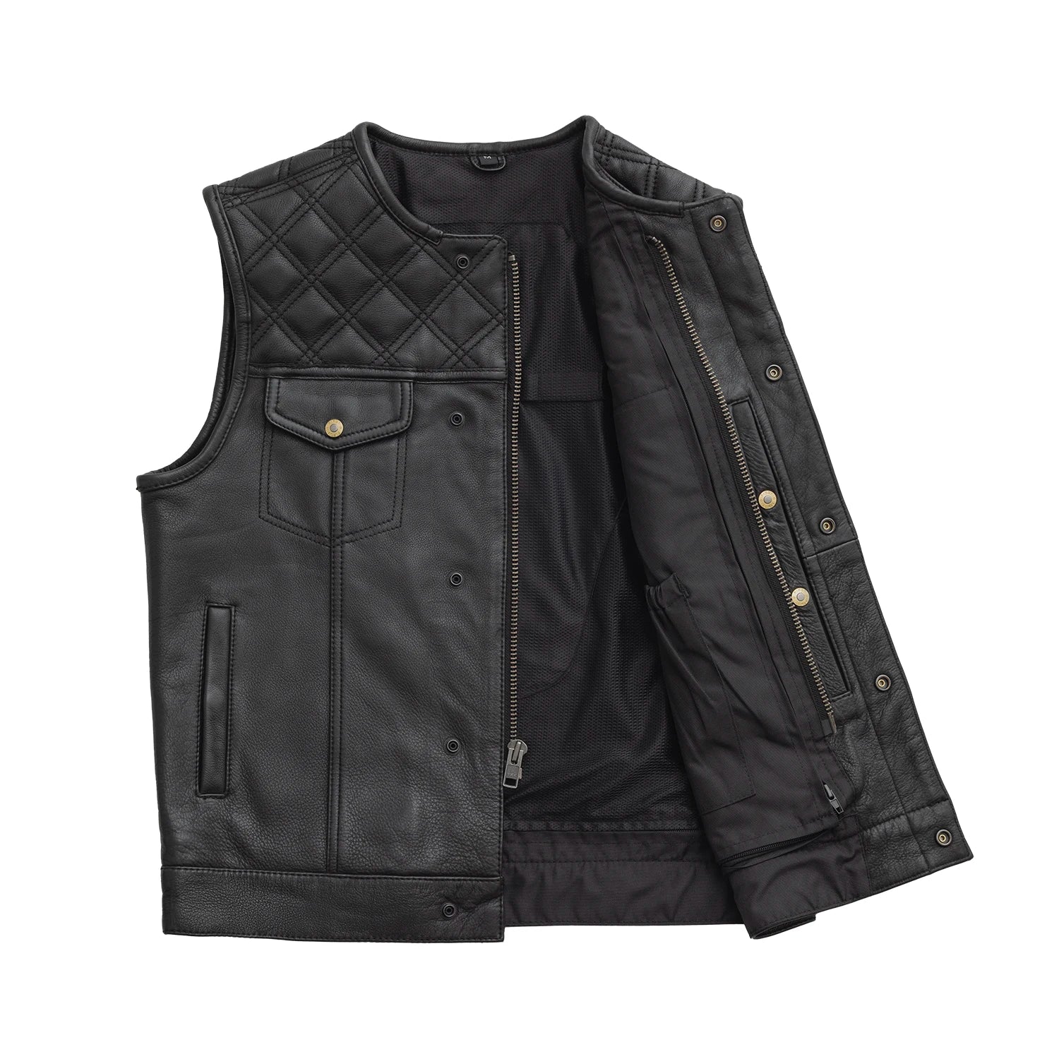 12 Gauge Men's Motorcycle Leather Vest - Image 4