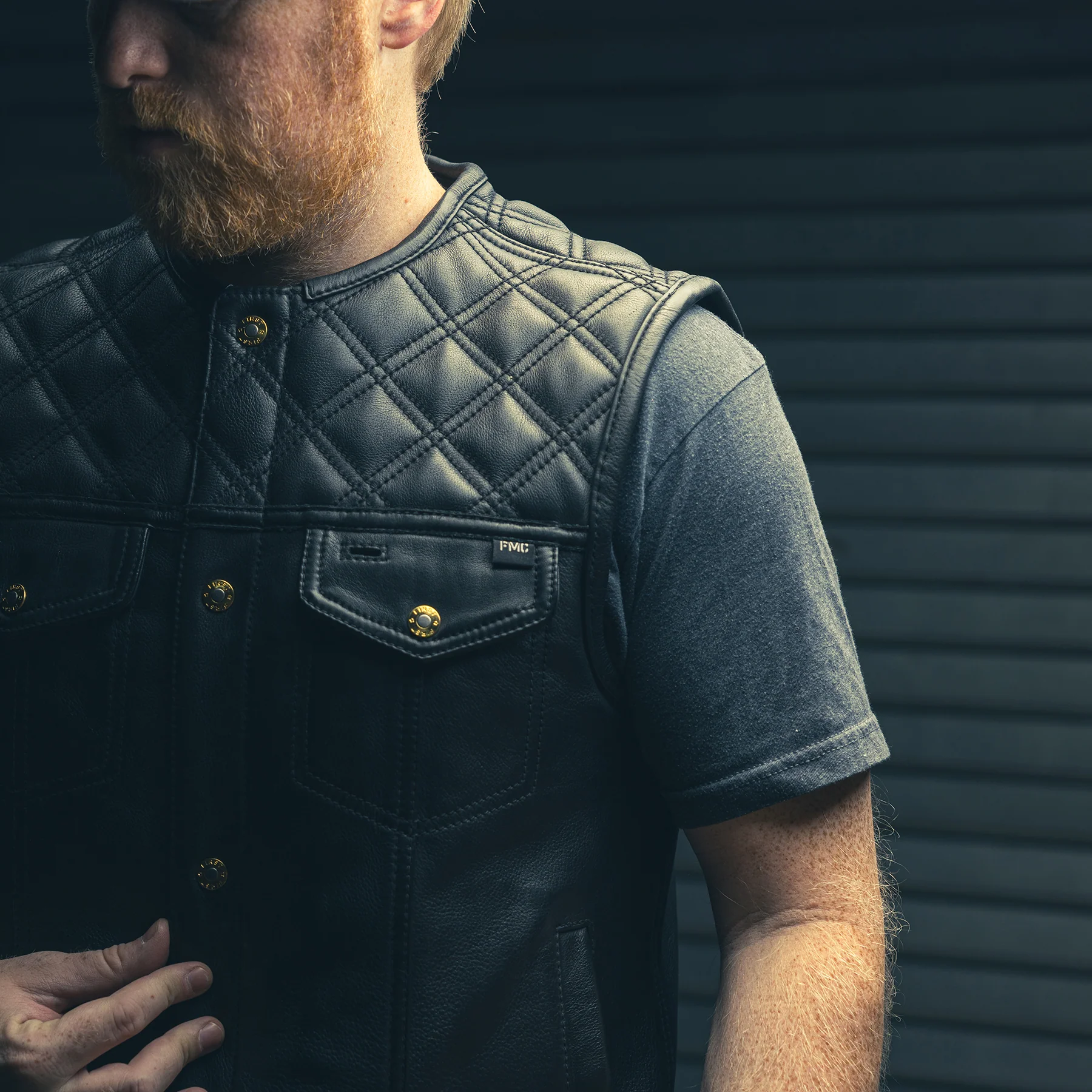 12 Gauge Men's Motorcycle Leather Vest - Image 5