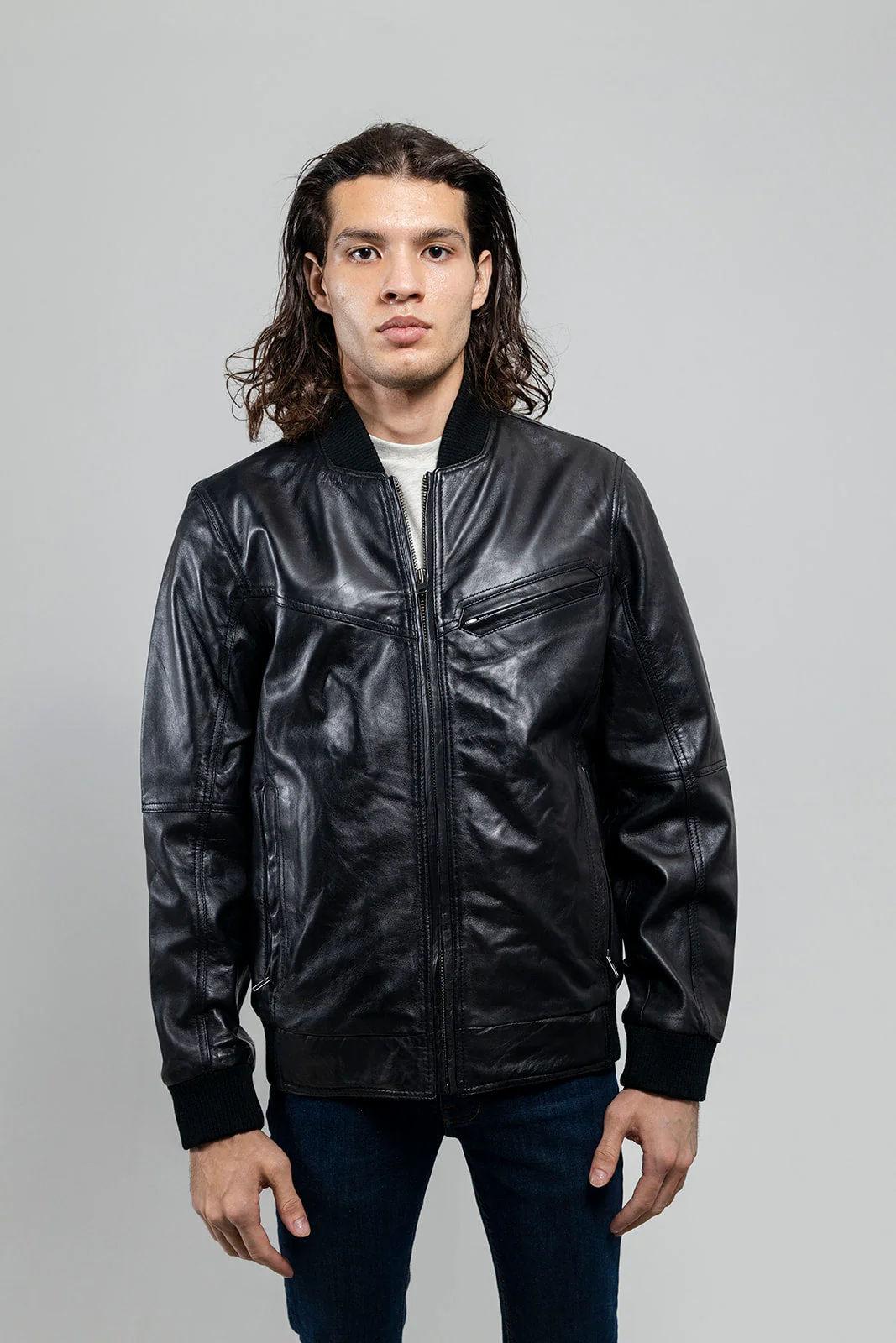 Aviator Mens Bomber Leather Jacket - Image 3