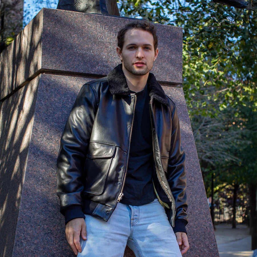 Baron Mens Bomber Leather Jacket - Image 5