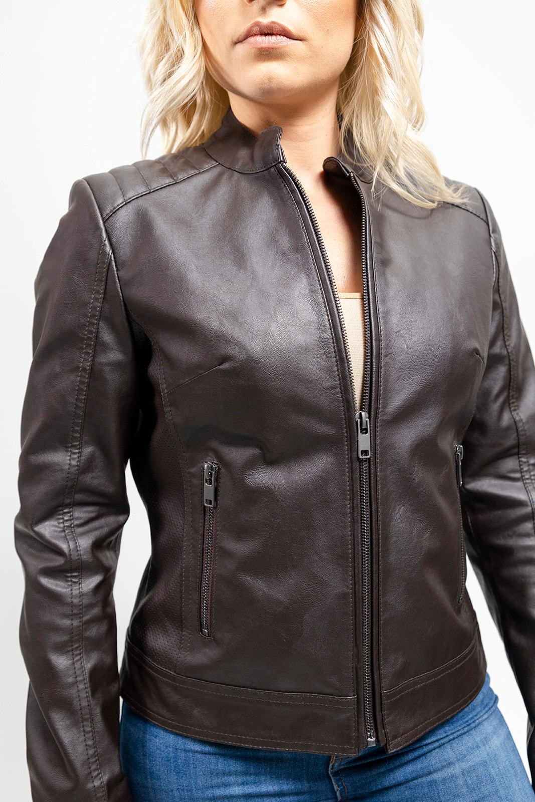 Beverly Women's Vegan Faux Leather/Perforated Jacket - Image 3