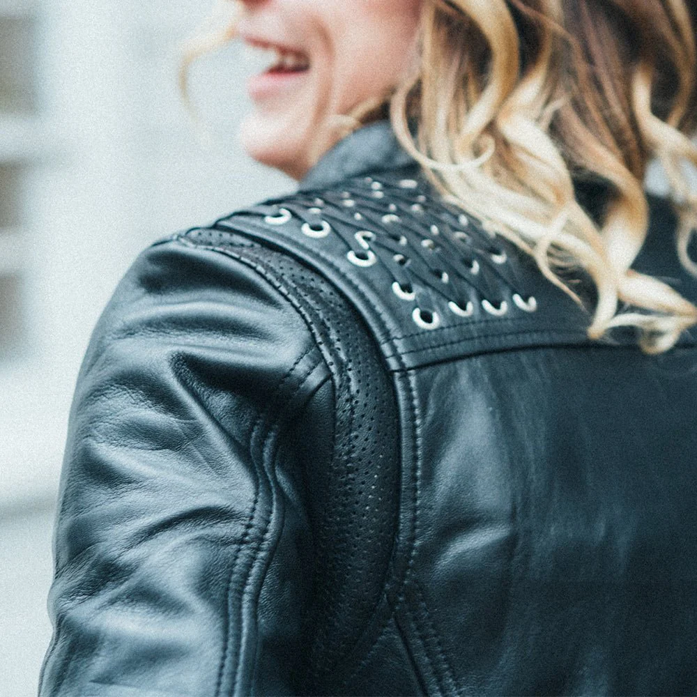 Black Widow - Women's Motorcycle Leather Jacket - Image 5