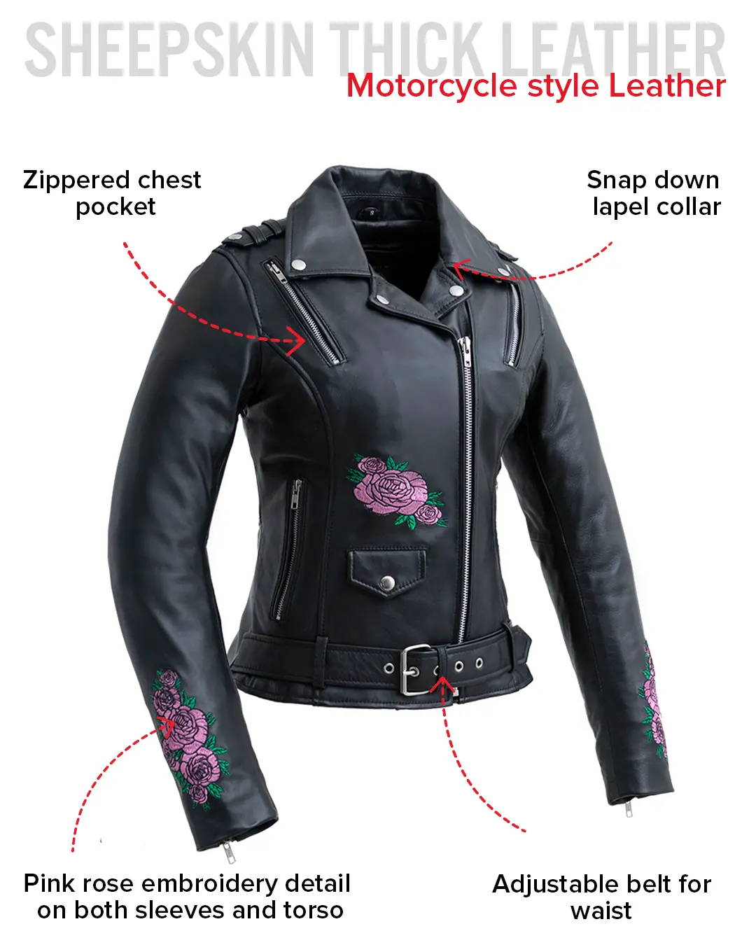 Bloom - Women's Motorcycle Leather Jacket - Image 11