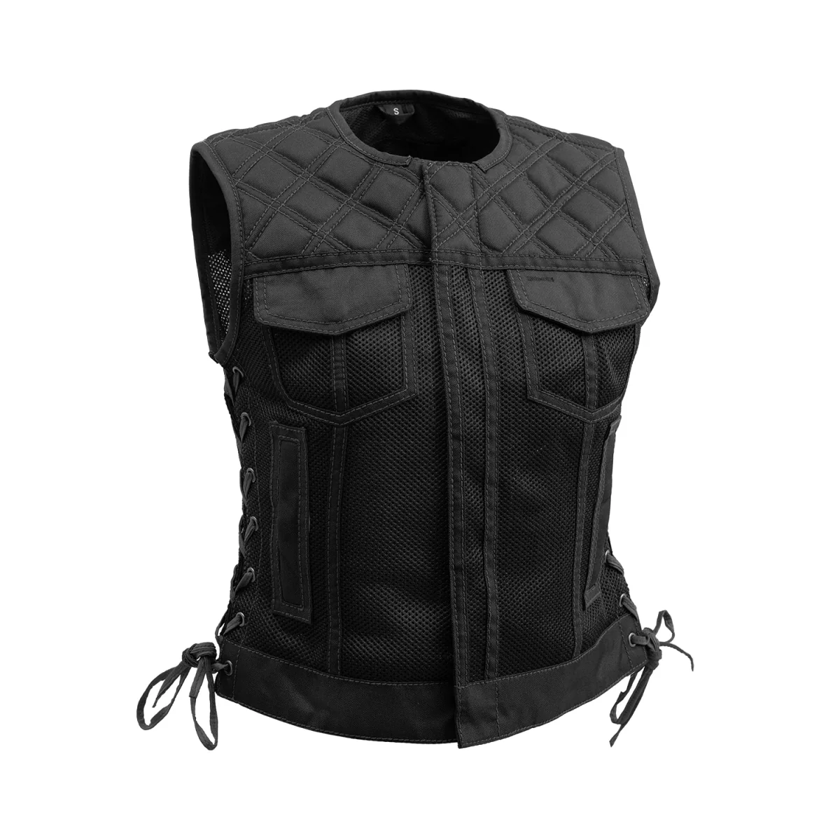 Bonnie Moto Mesh Women's Motorcycle Vest - Diamond Quilt - Image 4