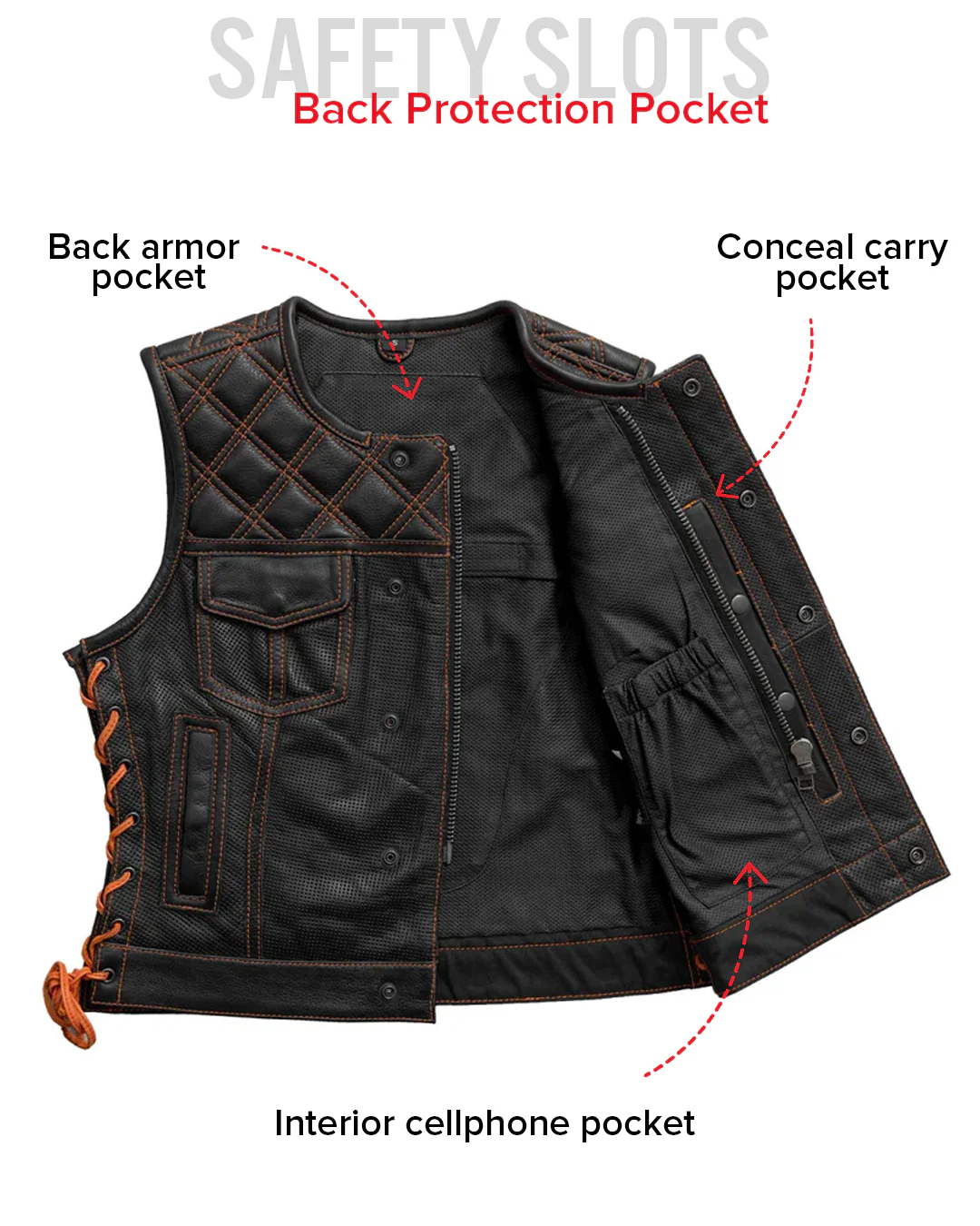 Bonnie Perforated Women's Motorcycle Leather Vest - Image 24