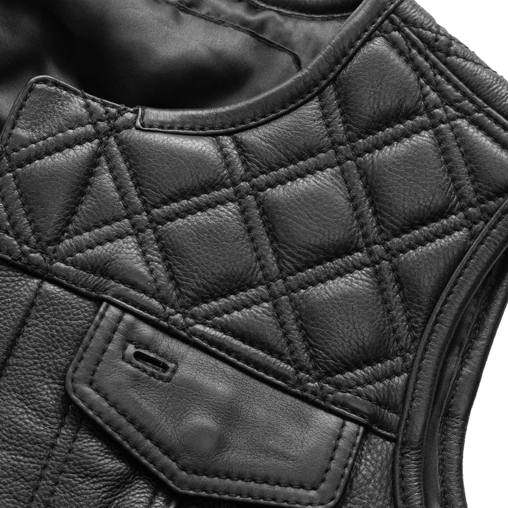 Bonnie - Women's Motorcycle Leather Vest - Diamond Quilt - Image 4