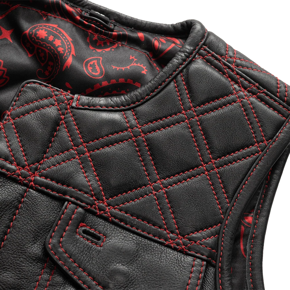 Bonnie - Women's Motorcycle Leather Vest - Diamond Quilt - Image 9