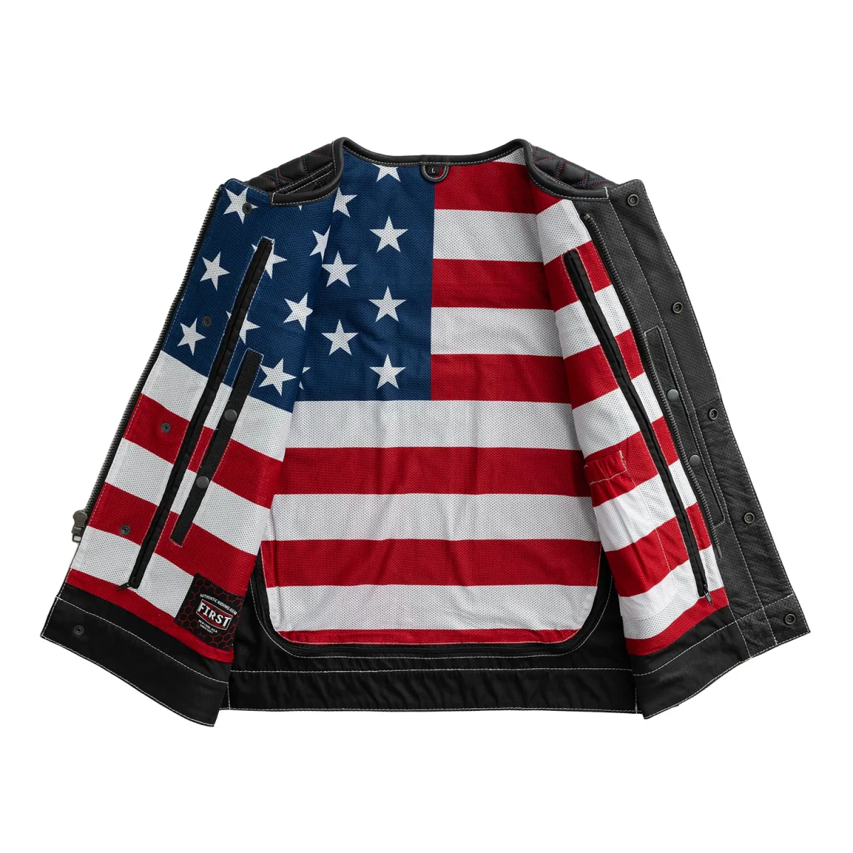 Captain Perforated Men's Motorcycle Leather Vest - Image 3