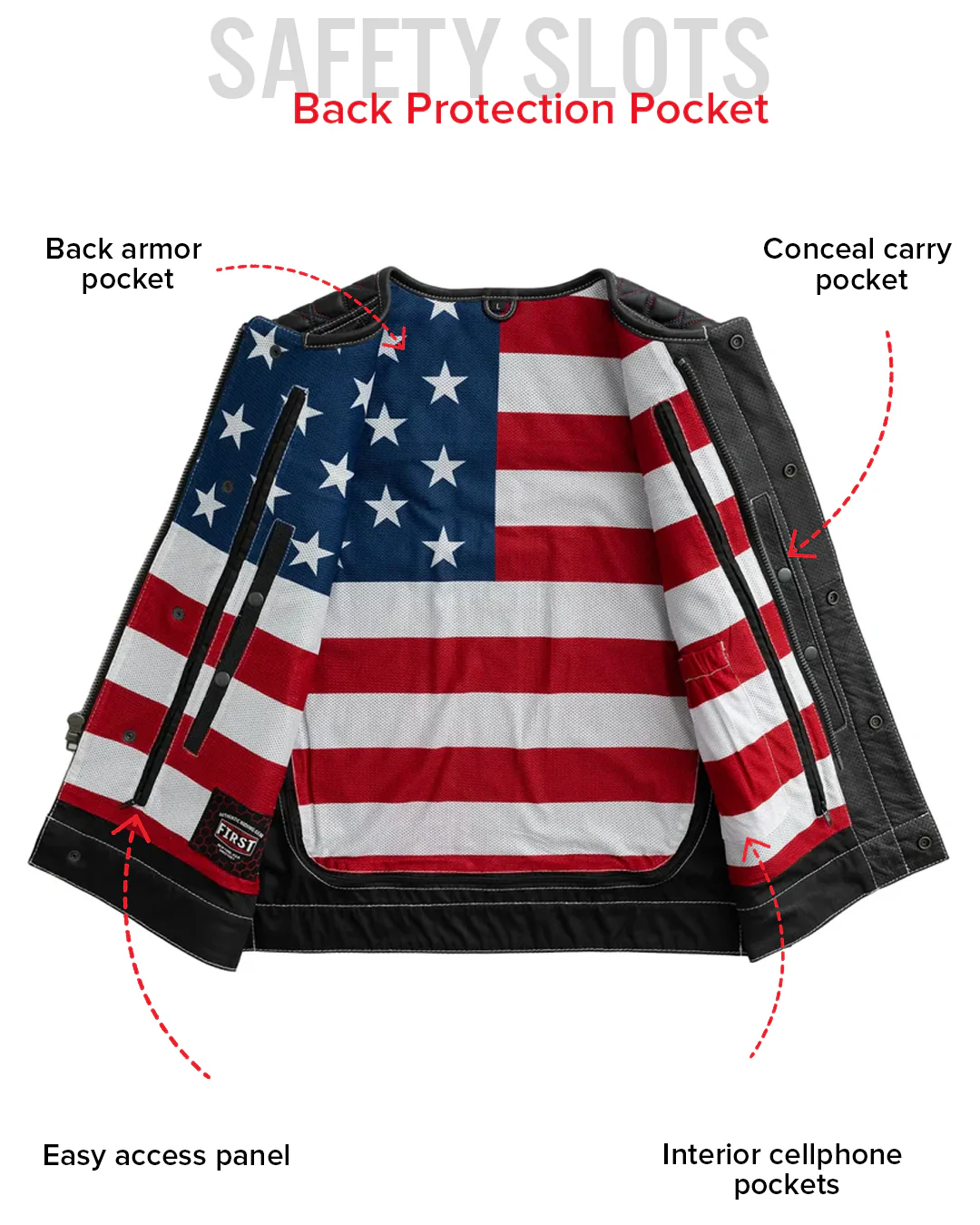 Captain Perforated Men's Motorcycle Leather Vest - Image 9