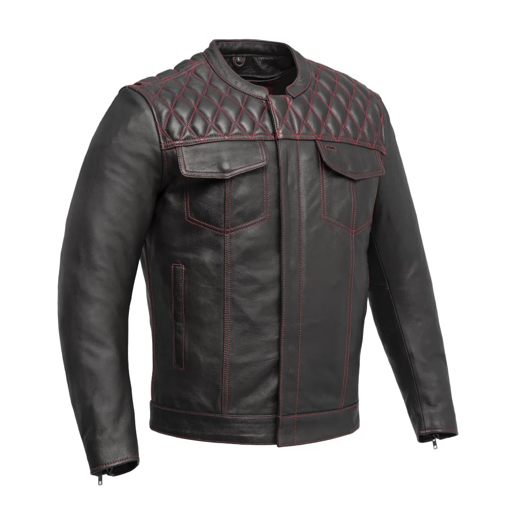 Cinder Men's Cafe Style Leather Jacket - Image 14