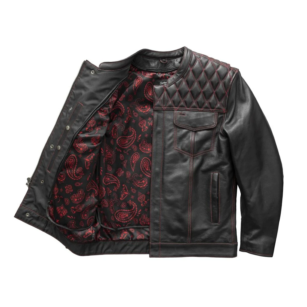 Cinder Men's Cafe Style Leather Jacket - Image 16