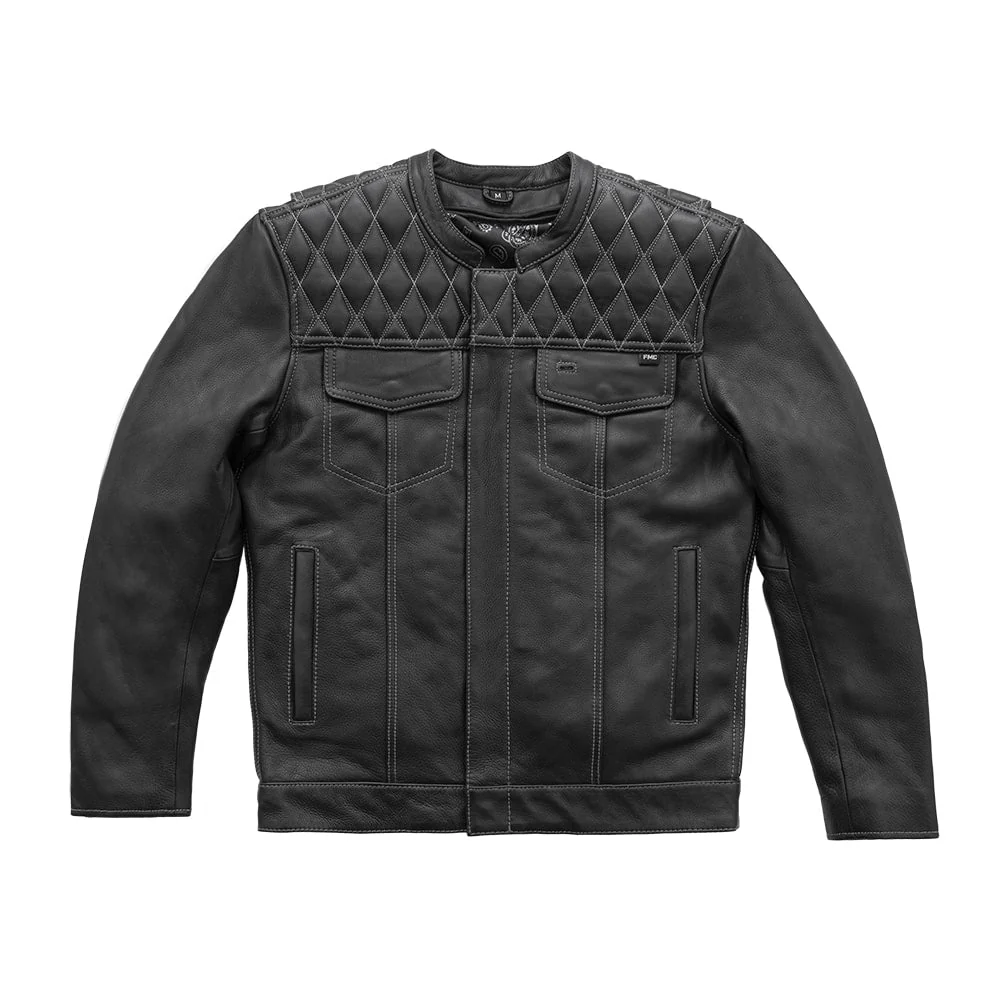Cinder Men's Cafe Style Leather Jacket - Image 3