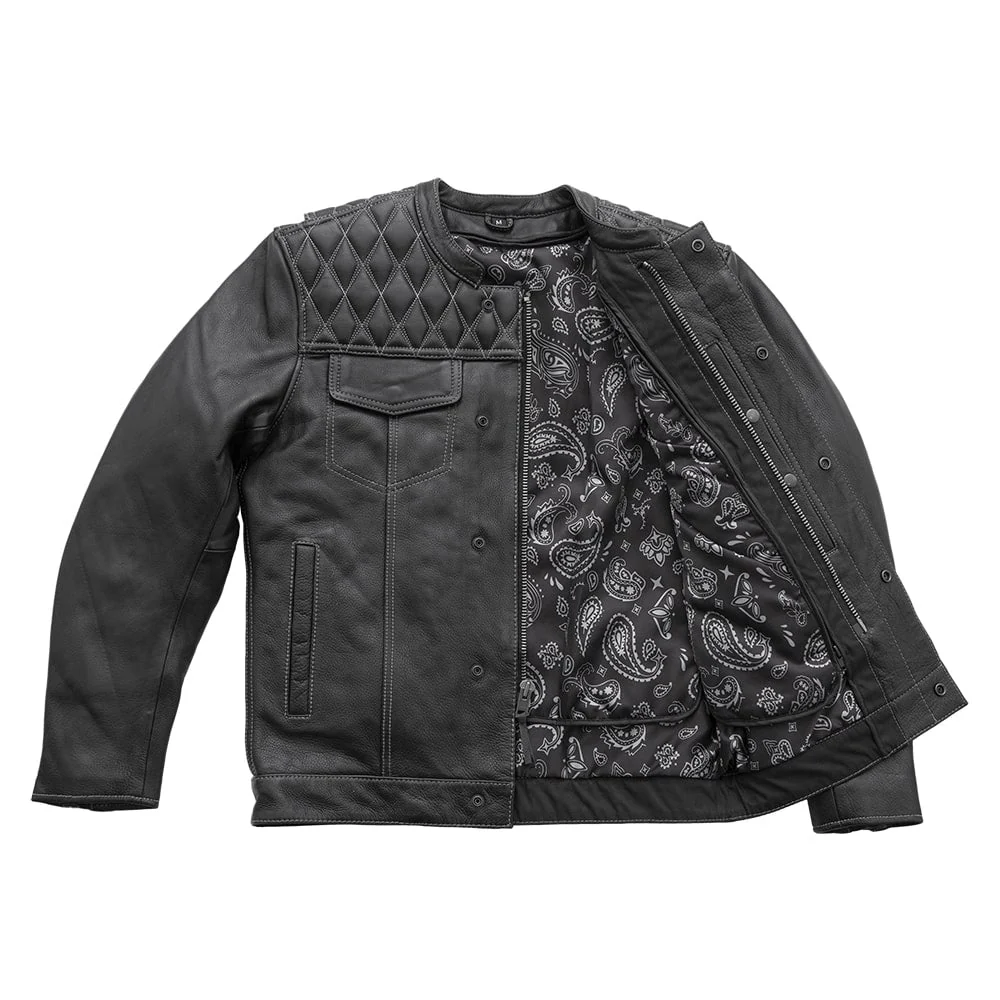 Cinder Men's Cafe Style Leather Jacket - Image 4