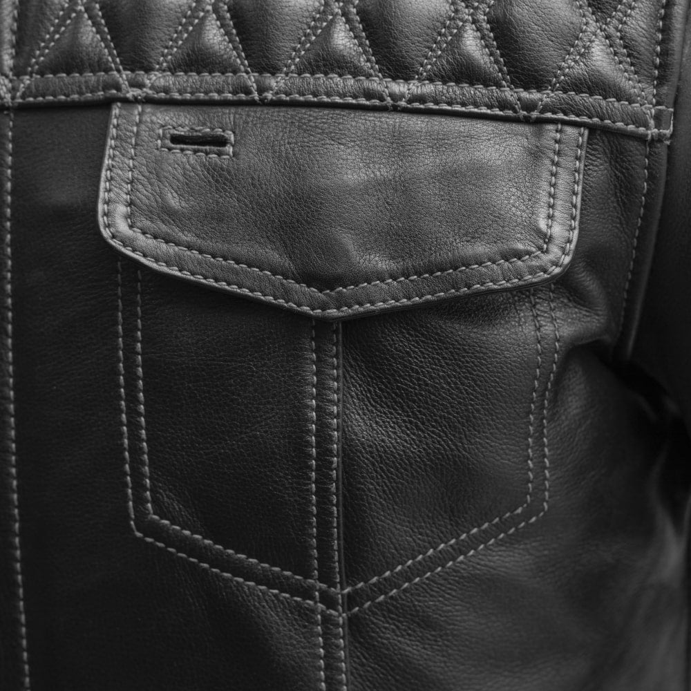 Cinder Men's Cafe Style Leather Jacket - Image 5