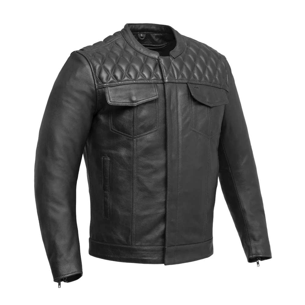 Cinder Men's Cafe Style Leather Jacket - Image 9