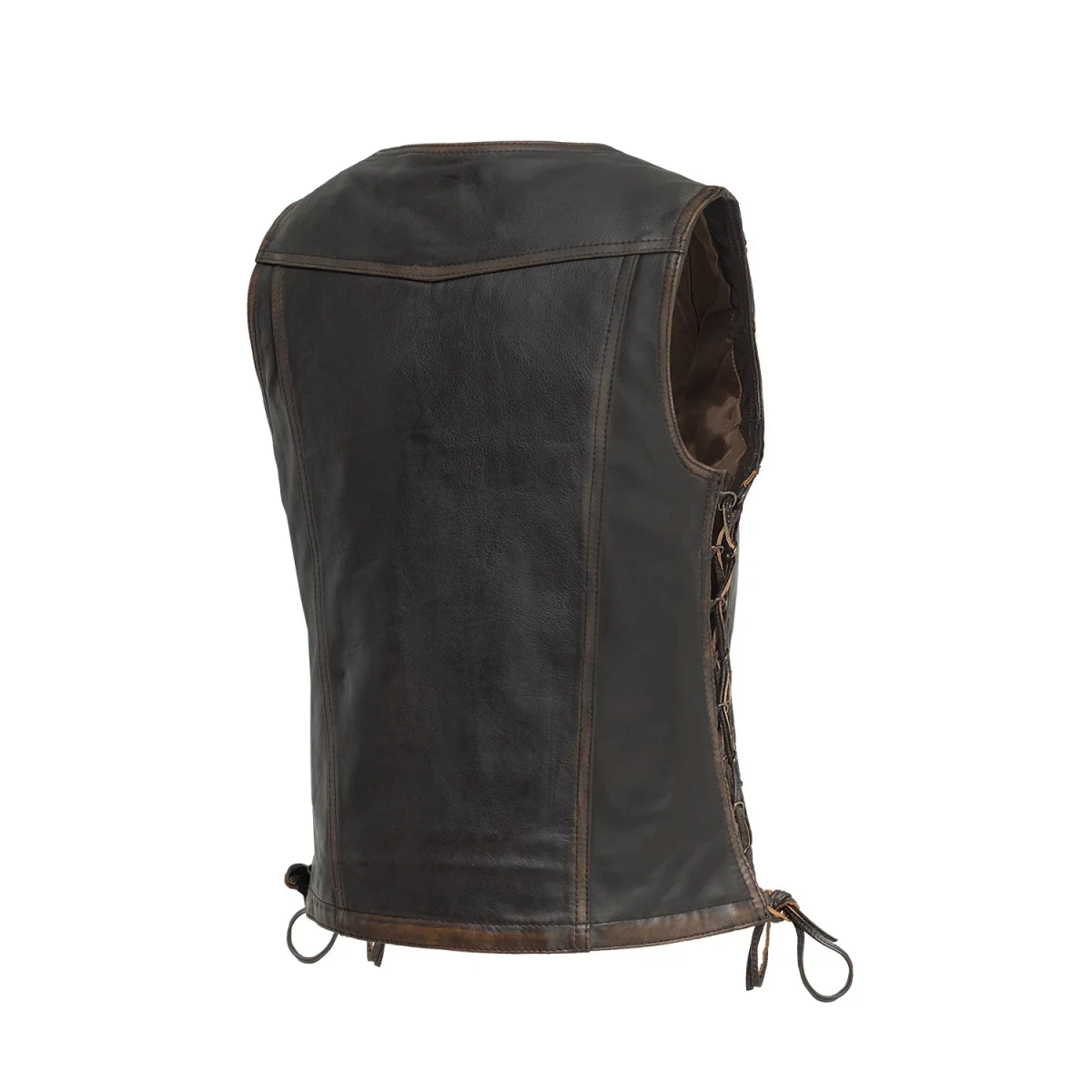Cindy -  Women's Motorcycle Leather Vest Brown Beige - Image 3