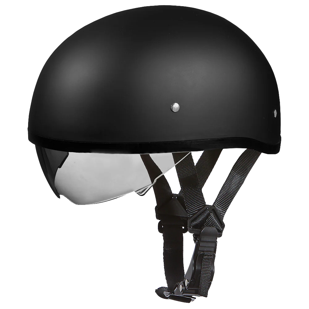 D.O.T. Daytona Skull Cap W/ Inner Shield- Dull Black