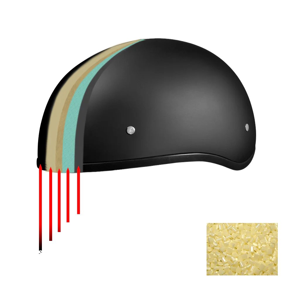 D.O.T. Daytona Skull Cap W/ Inner Shield- Dull Black - Image 7