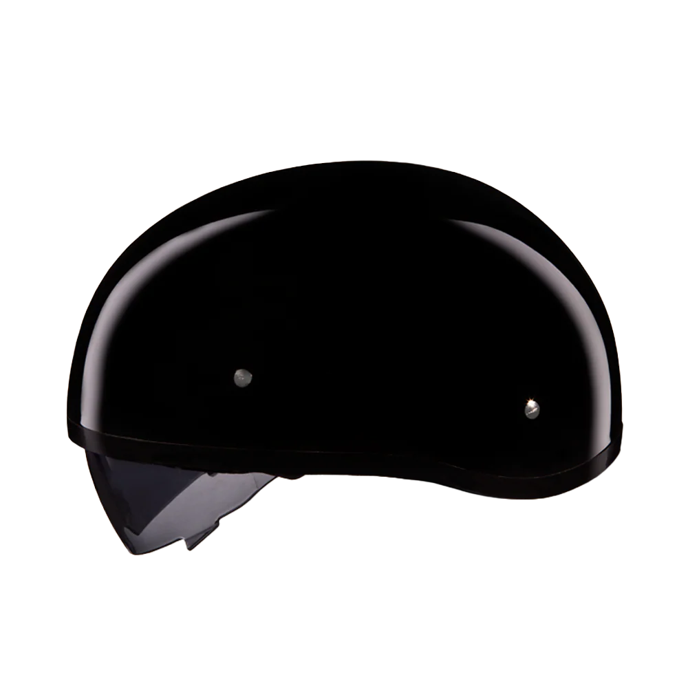D.O.T. Daytona Skull Cap W/ Inner Shield- Hi-Gloss Black - Image 2