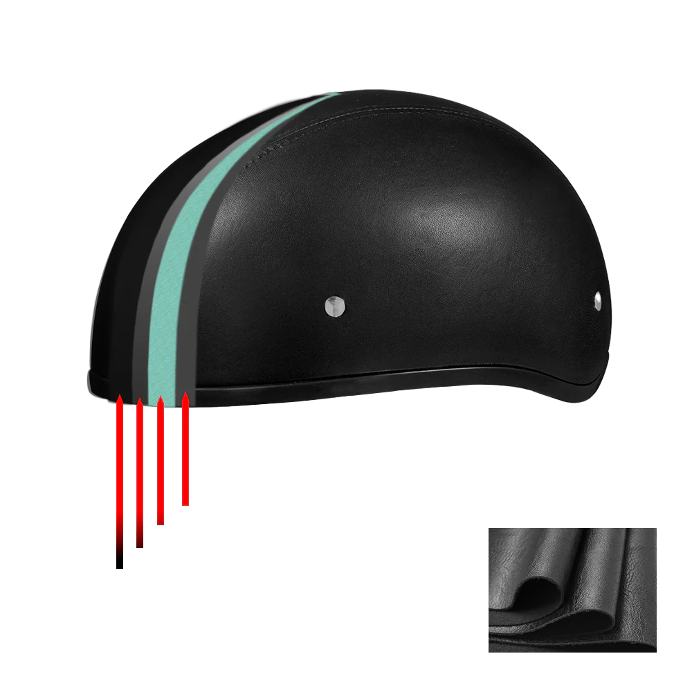 D.O.T. Daytona Skull Cap W/O Visor- Leather Covered - Image 9