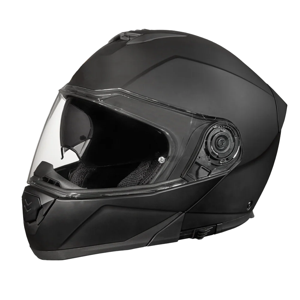 Daytona Glide Modular Motorcycle Helmet - DOT Approved, Bluetooth Ready, Dual Visor, Men/Women/Youth - Dull Black - Image 2