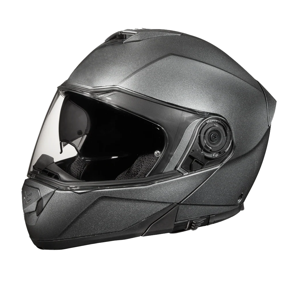 Daytona Glide Modular Motorcycle Helmet - DOT Approved, Bluetooth Ready, Dual Visor, Men/Women/Youth - Gun Metal Grey Metallic - Image 2