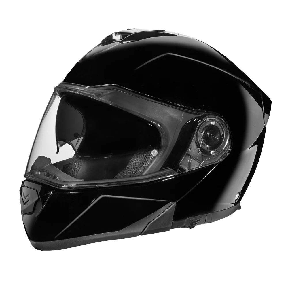 Daytona Glide Modular Motorcycle Helmet - DOT Approved, Bluetooth Ready, Dual Visor, Men/Women/Youth - Hi-Gloss Black - Image 2