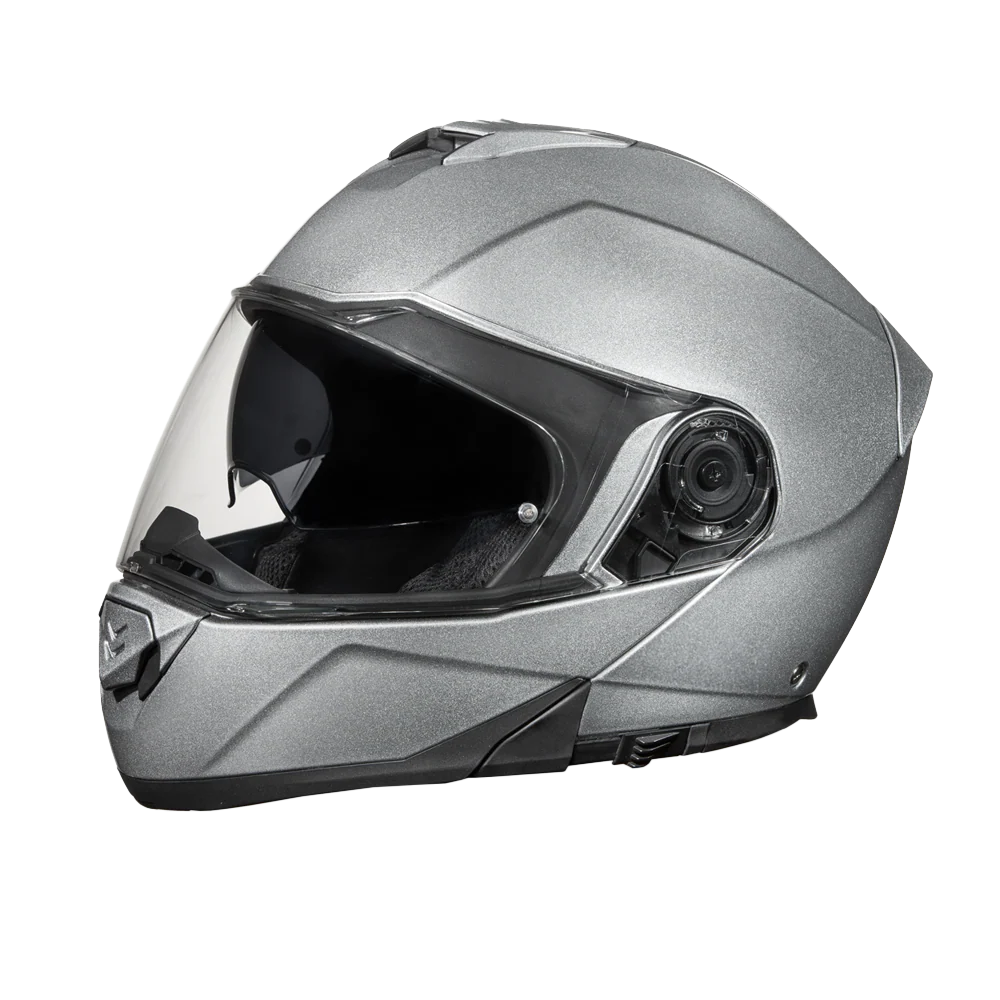 Daytona Glide Modular Motorcycle Helmet - DOT Approved, Bluetooth Ready, Dual Visor, Men/Women/Youth- Silver Metallic - Image 2