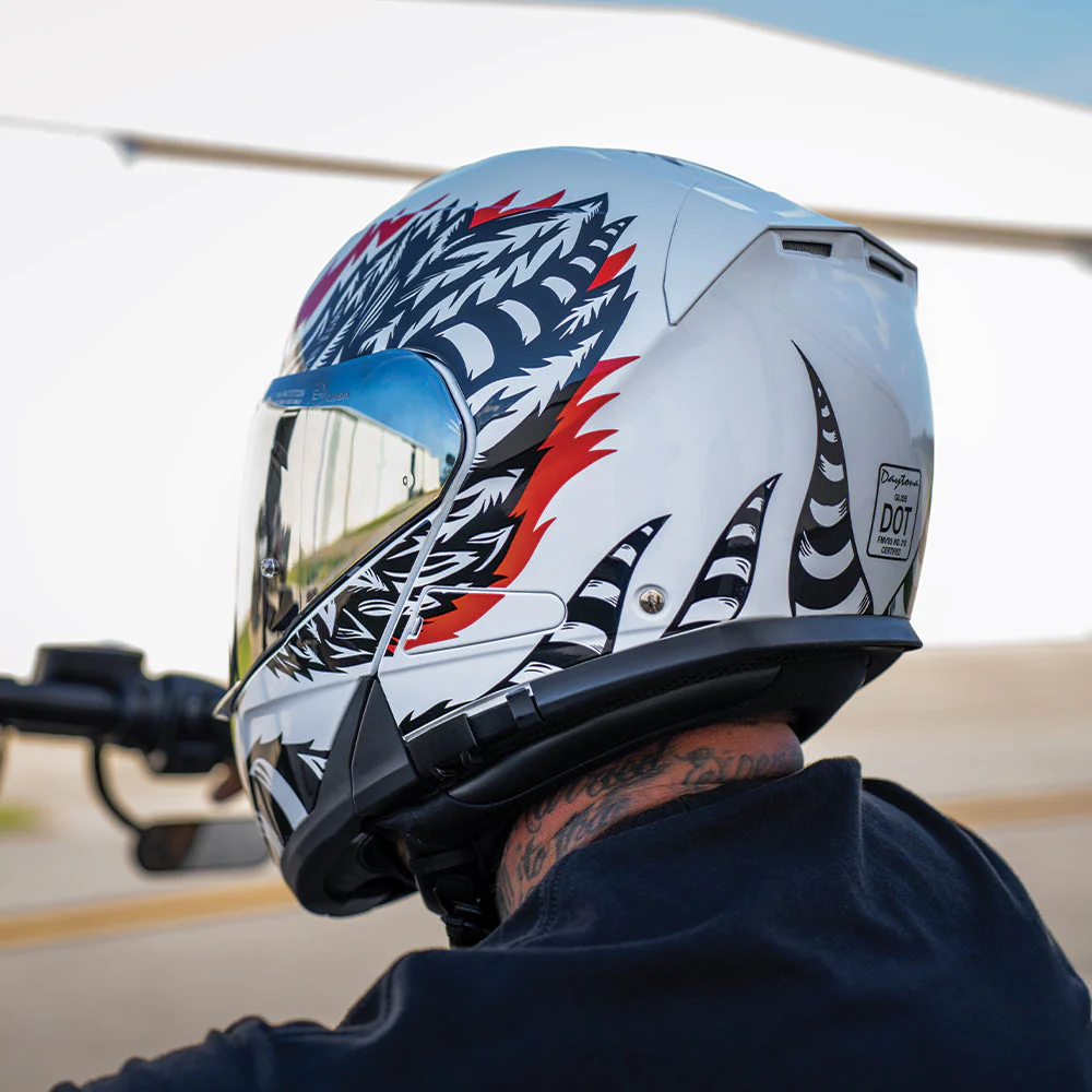 Daytona Glide Modular Motorcycle Helmet - DOT Approved, Bluetooth Ready, Dual Visor, Men/Women/Youth - W/ Phoenix - Image 10