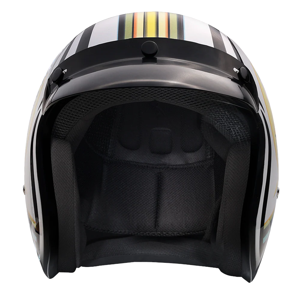 DOT Approved Daytona Cruiser Open Face Motorcycle Helmet - Men, Women & Youth - With Visor & Graphics - W/ Lightning - Image 2