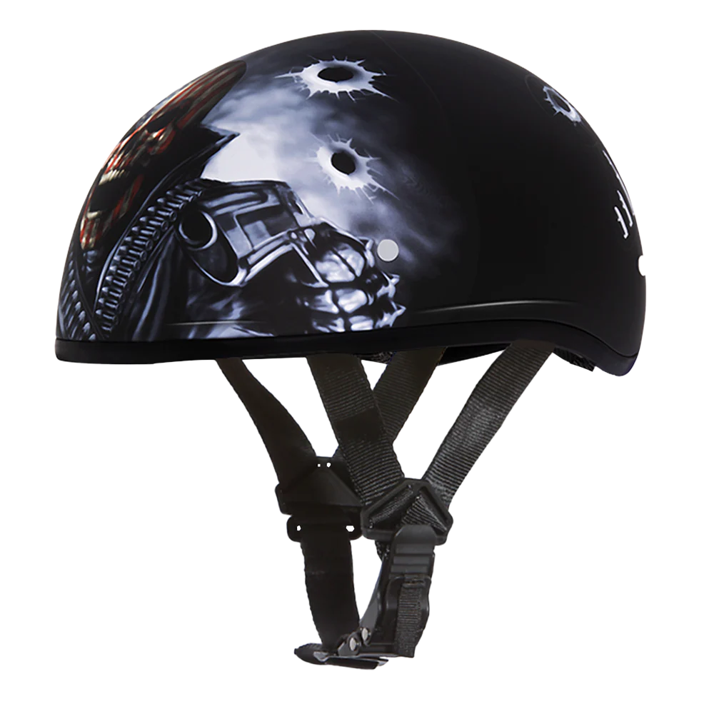 DOT Approved Daytona Motorcycle Half Face Helmet - Skull Cap Graphics for Men & Women, Scooters, ATVs, UTVs & Choppers - W/ Come Get 'Em - Image 2