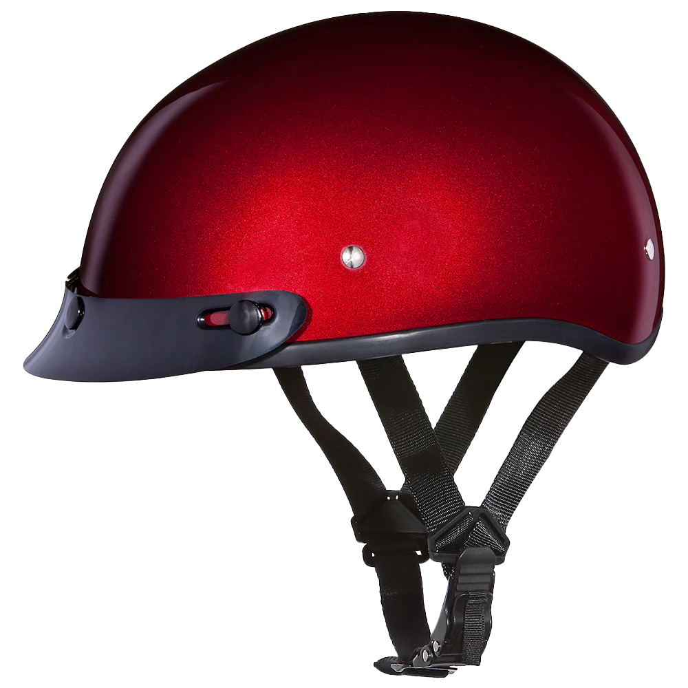 DOT Approved Daytona Skull Cap Half Shell Motorcycle Helmet - Beanie Style for Motorcycles, Cruisers, Scooters, and Mopeds - Black Cherry