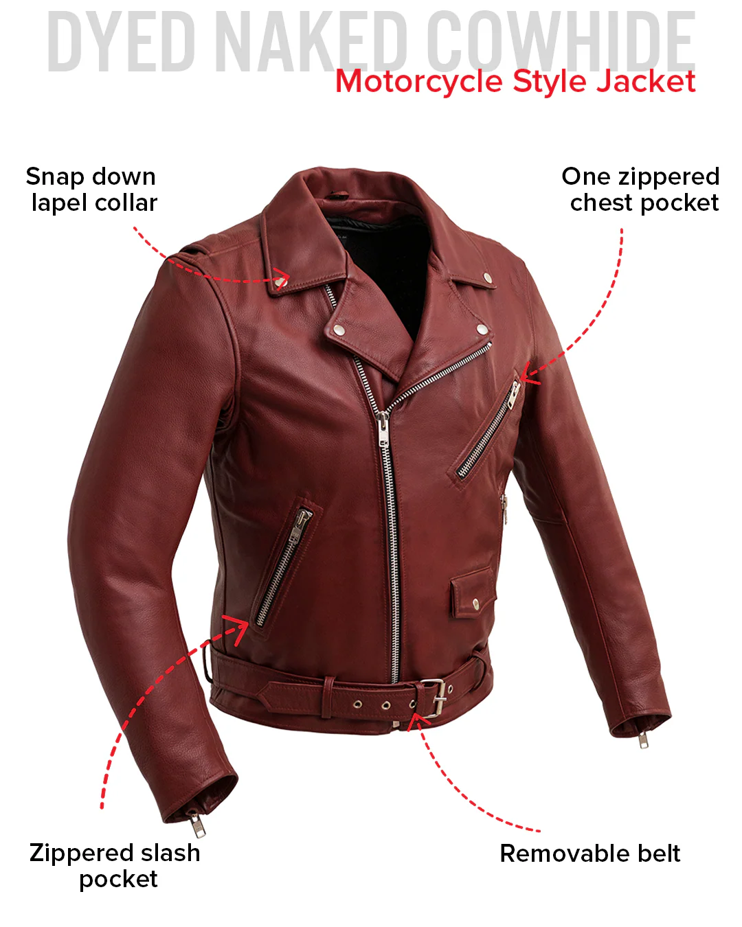 Fillmore Men's Motorcycle Leather Jacket - Image 22