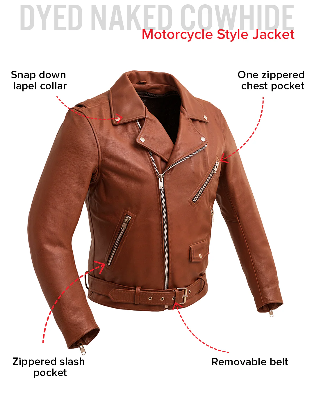 Fillmore Men's Motorcycle Leather Jacket - Image 26