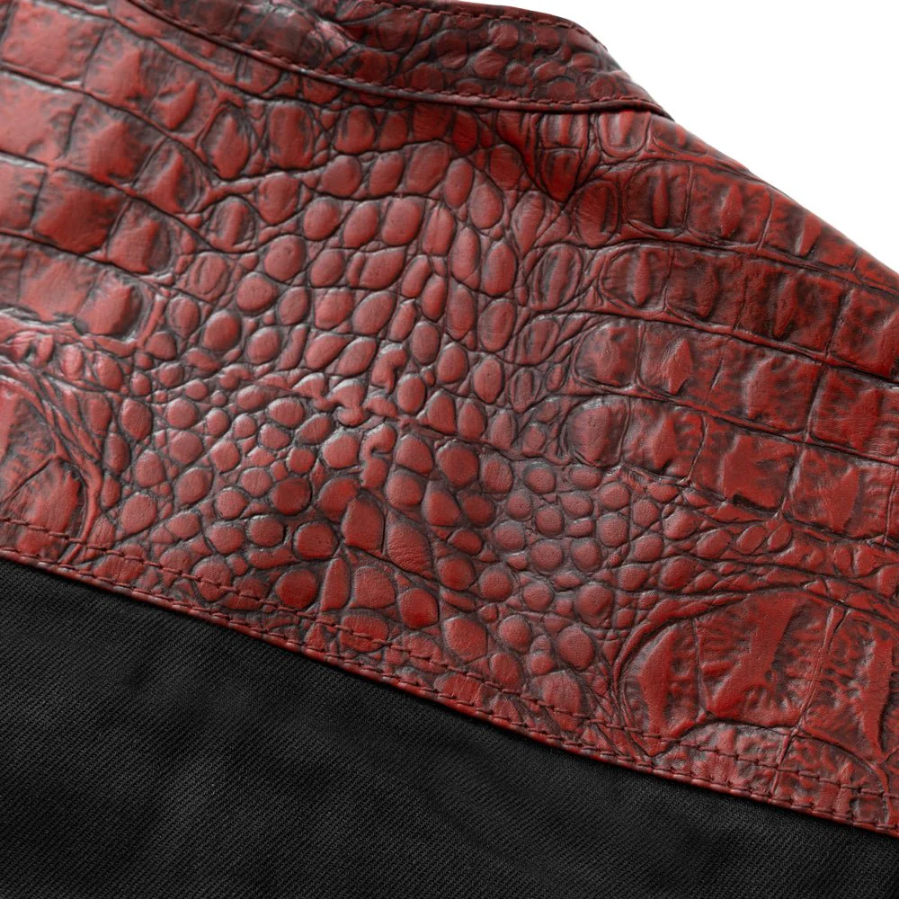 Fireball - Men's Leather/ Denim Motorcycle Vest - Limited Edition - Image 5