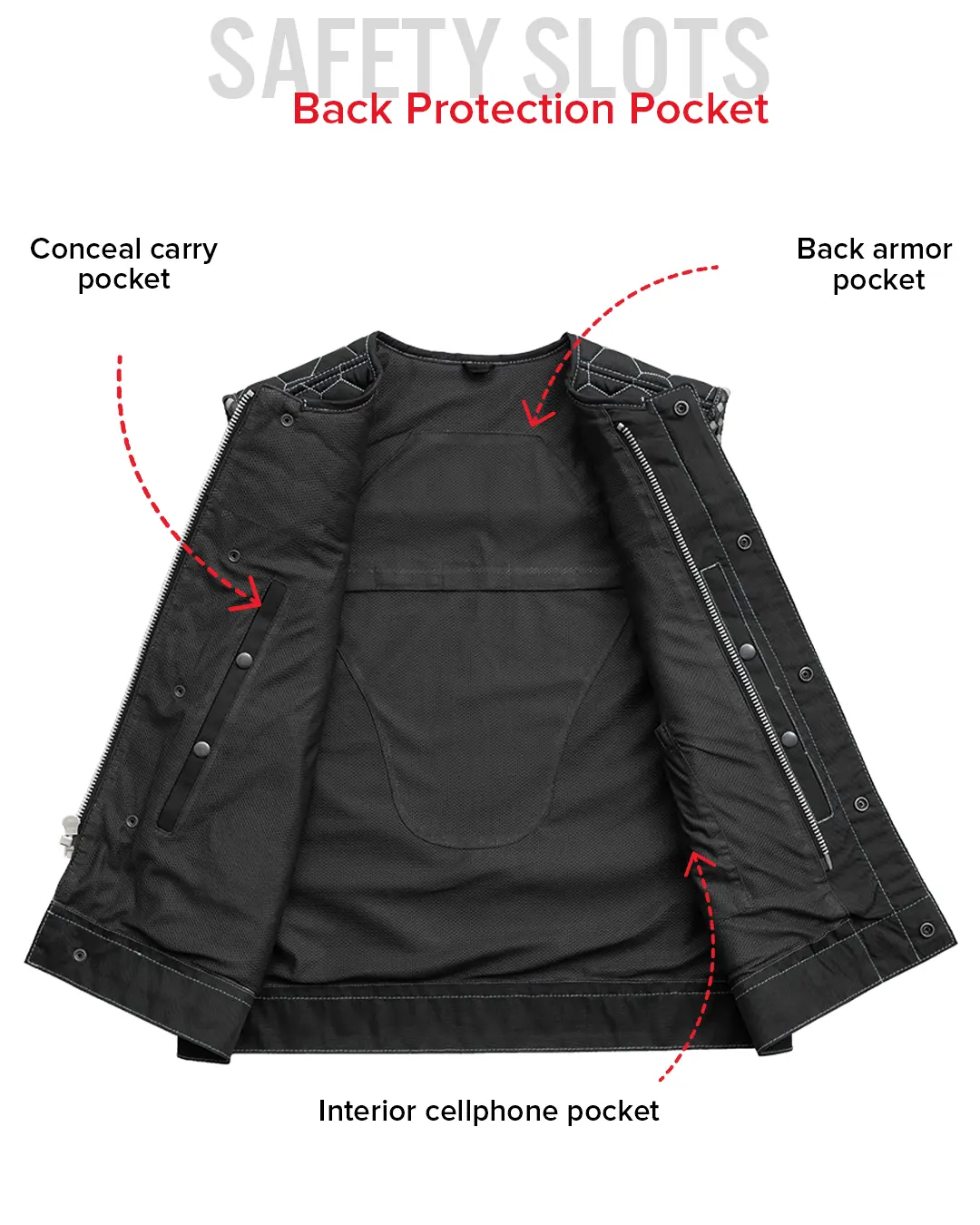 Hornet Moto Mesh Men's Club Style Vest - Image 25