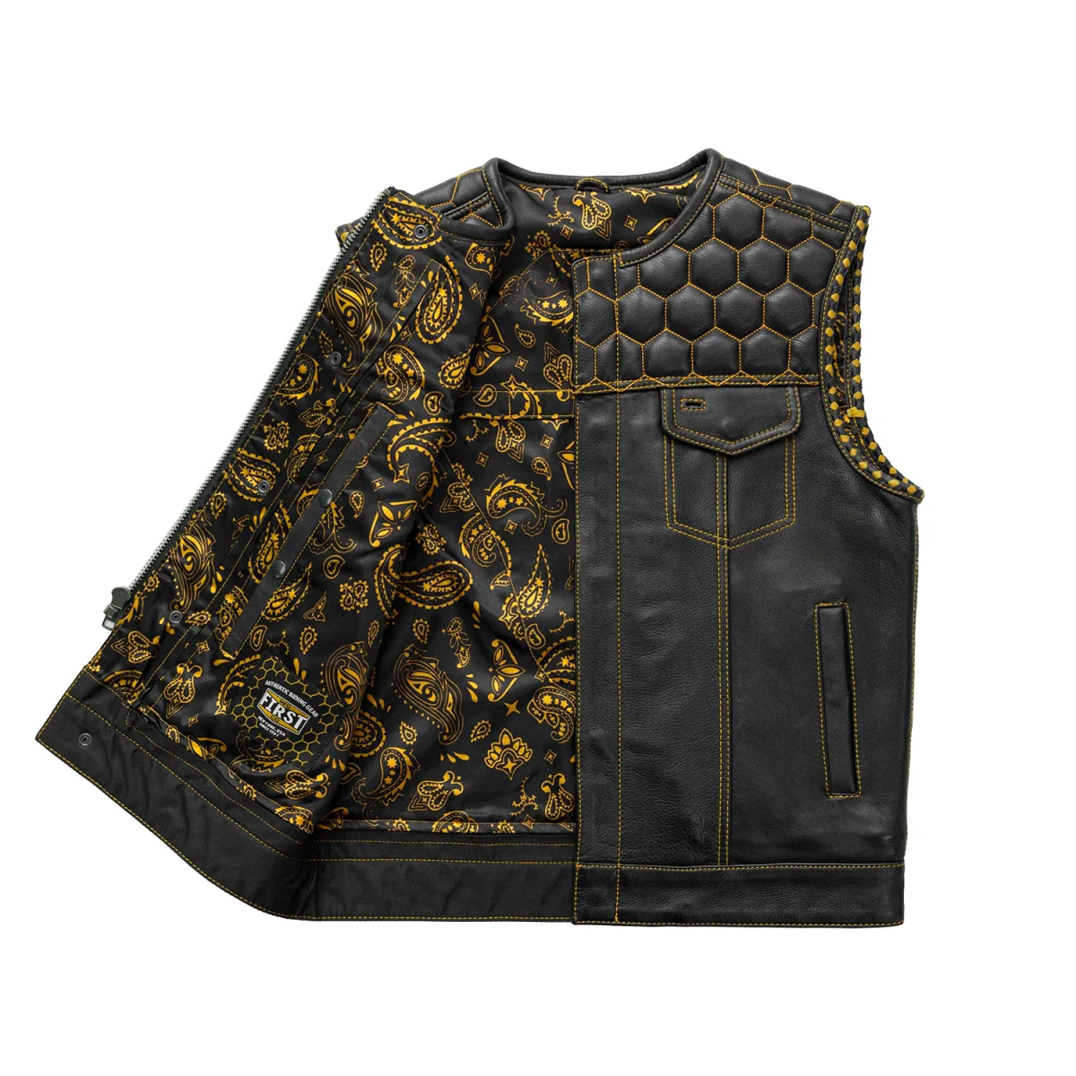 Hornet Men's Club Style Leather Vest - Image 18