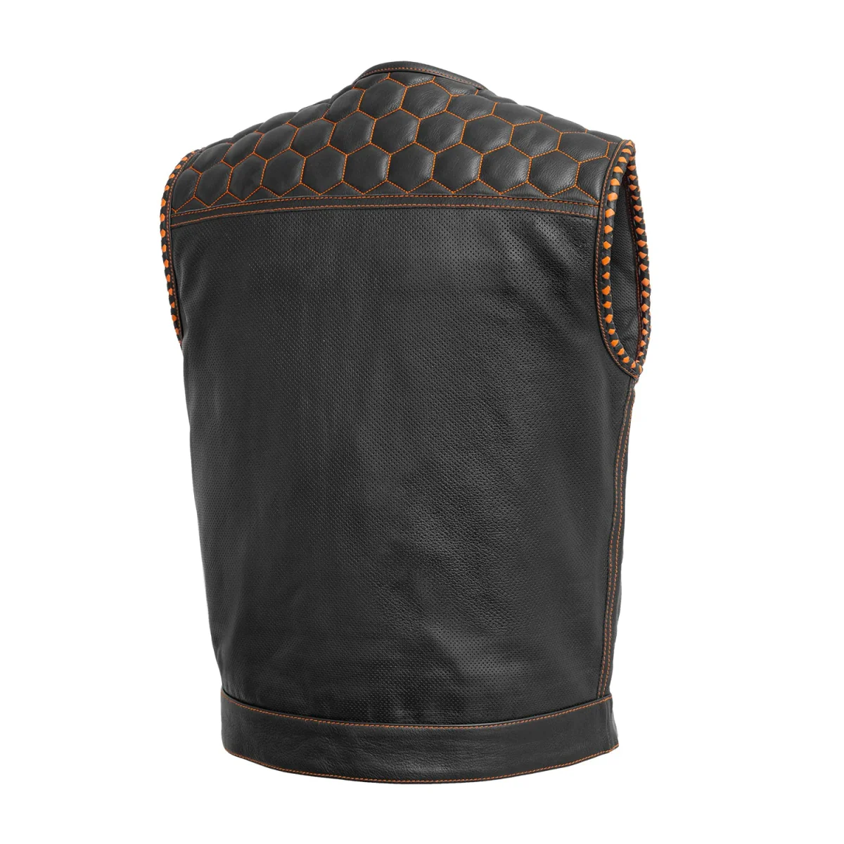 Hornet Perforated Men's Club Style Leather Vest - Image 17