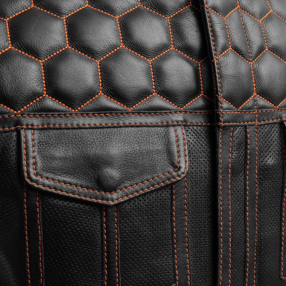 Hornet Perforated Men's Club Style Leather Vest - Image 18