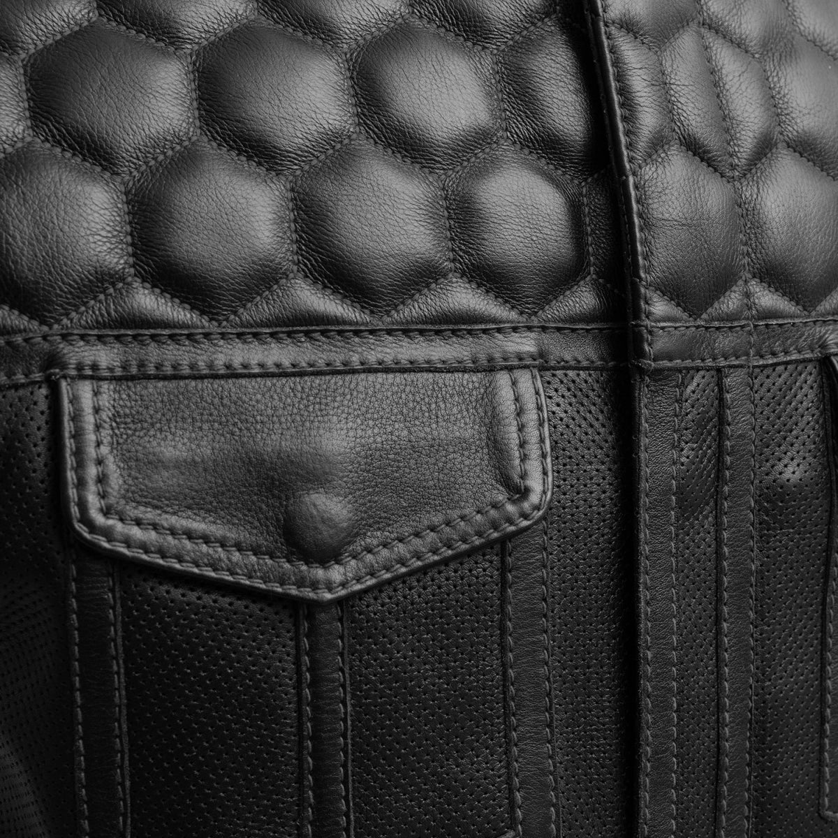 Hornet Perforated Men's Club Style Leather Vest - Image 8