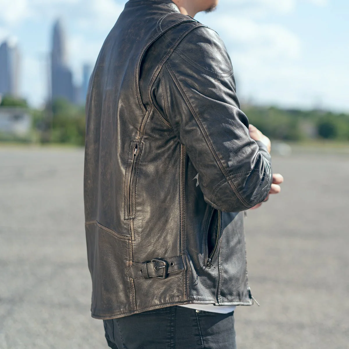 Indy Men's Motorcycle Leather Jacket - Image 8