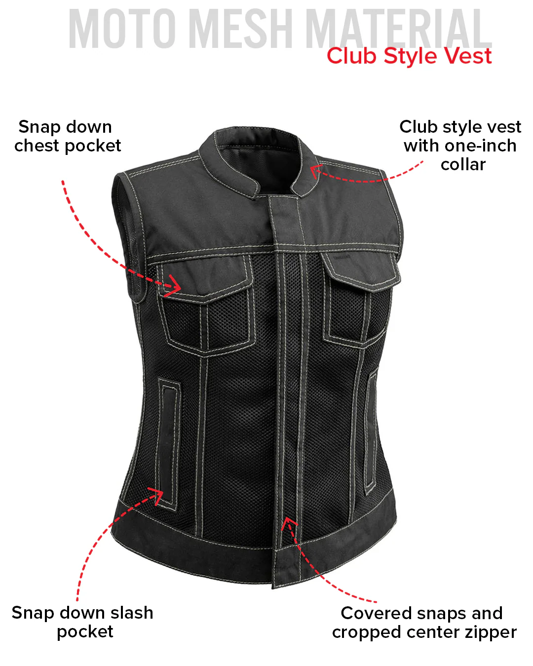 Jessica Moto Mesh Women's Motorcycle Vest - Image 18