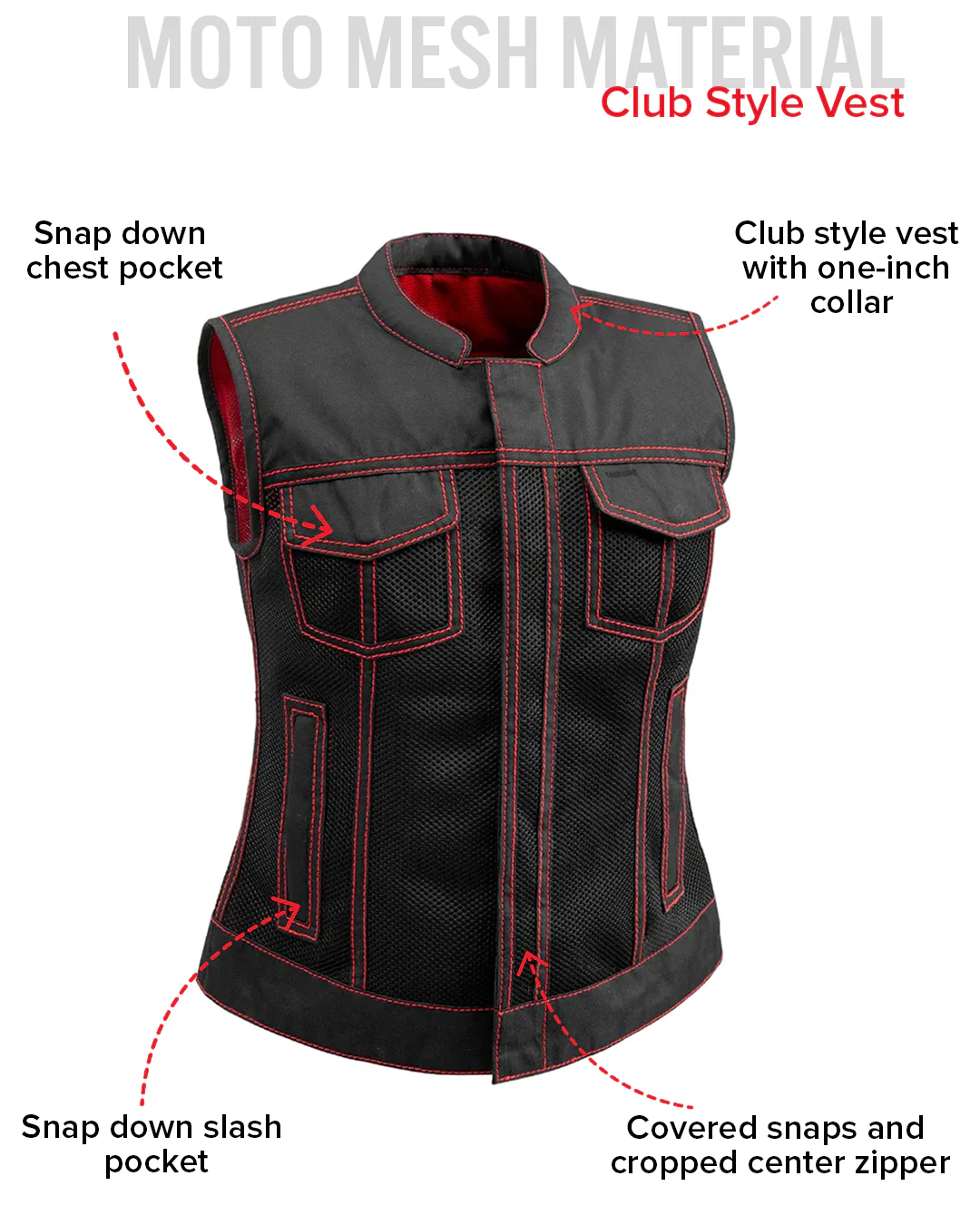 Jessica Moto Mesh Women's Motorcycle Vest - Image 21