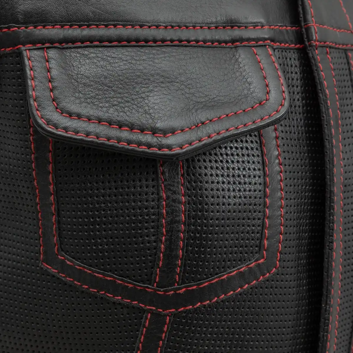 Jessica Perforated Women's Motorcycle Leather Vest - Image 12