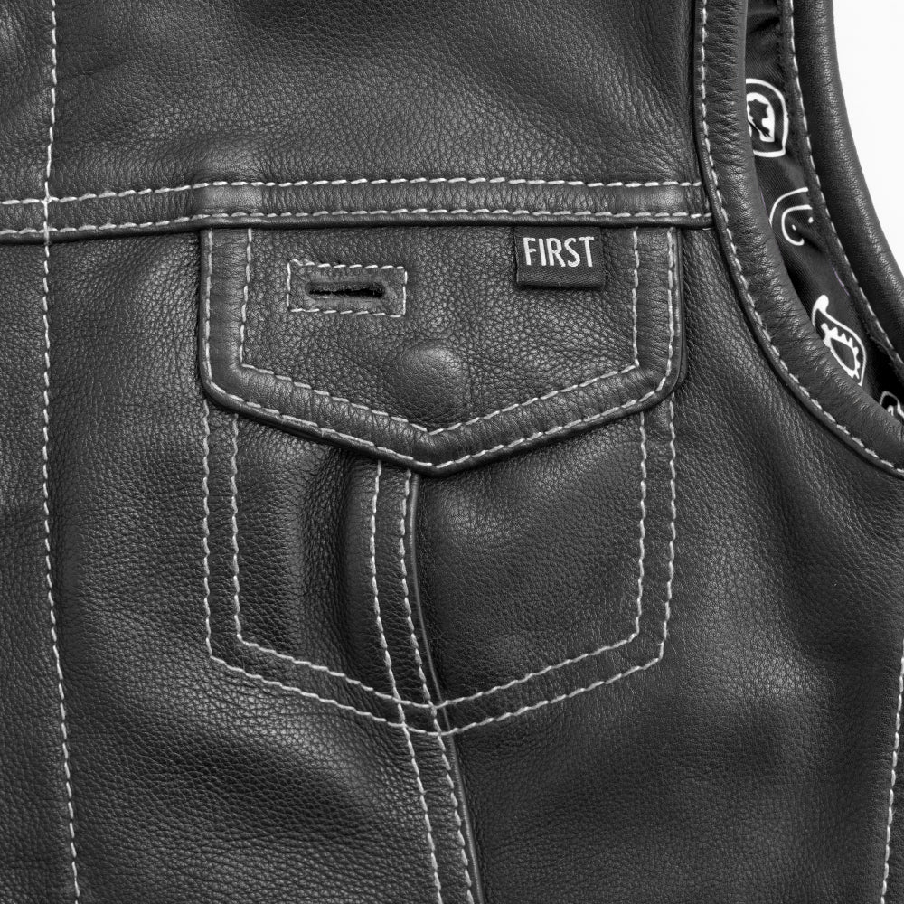 Jessica Women's Motorcycle Leather Vest - White - Limited Edition - Image 4