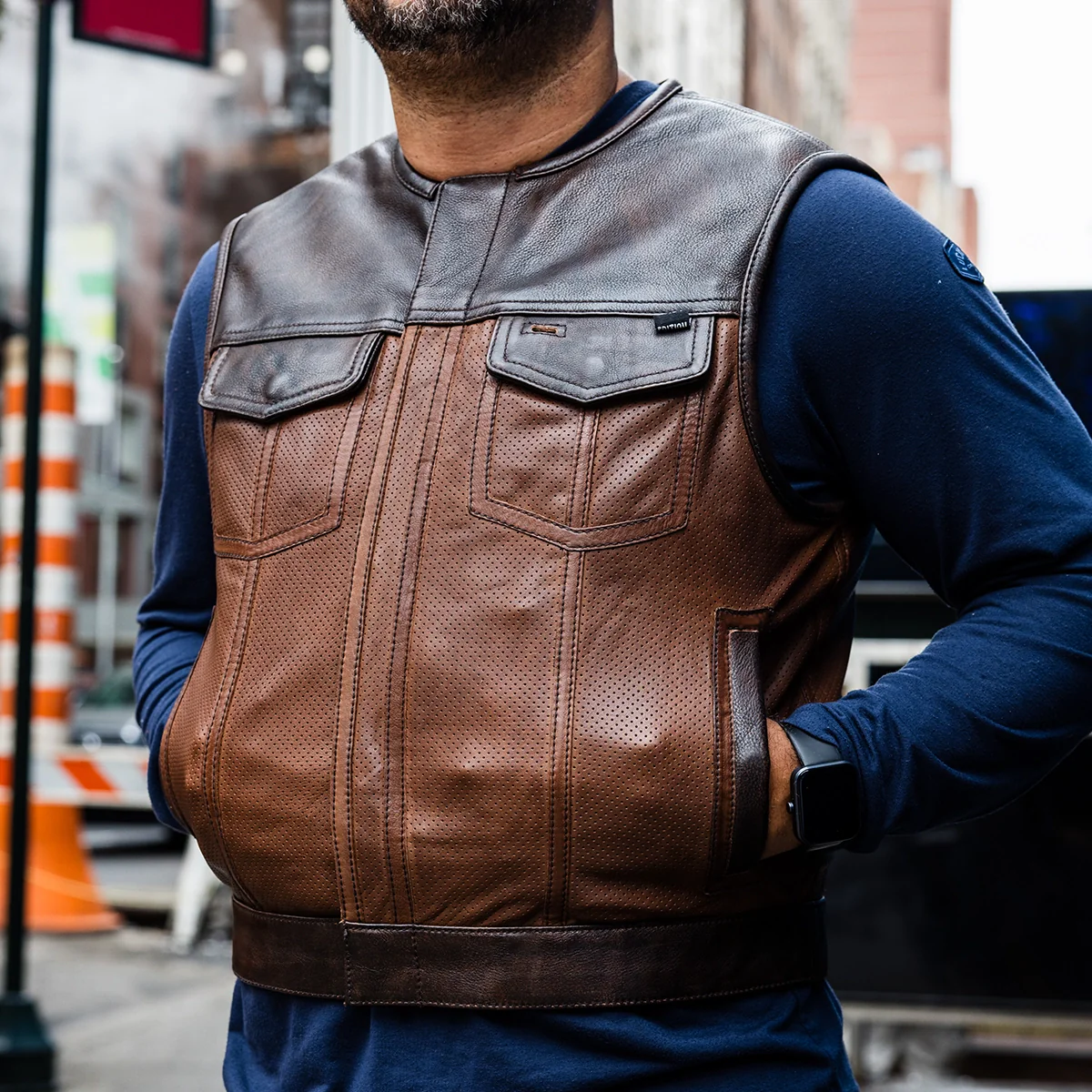 Lowside Gunner Men's Perforated Leather Vest - Image 5