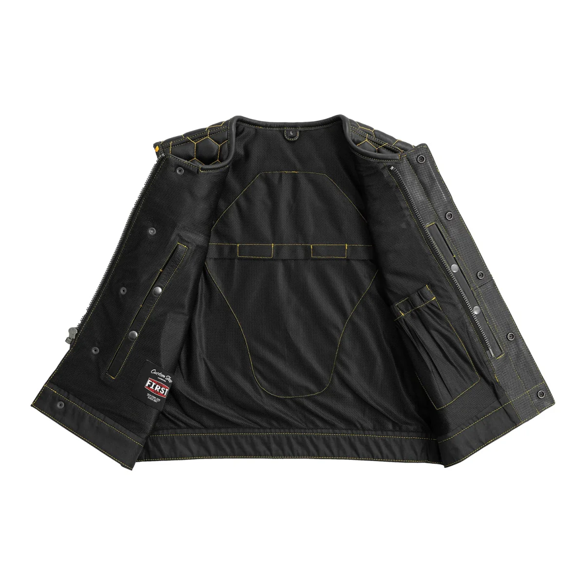 Lowside Hornet Perforated Men's Club Style Leather Vest - Image 3