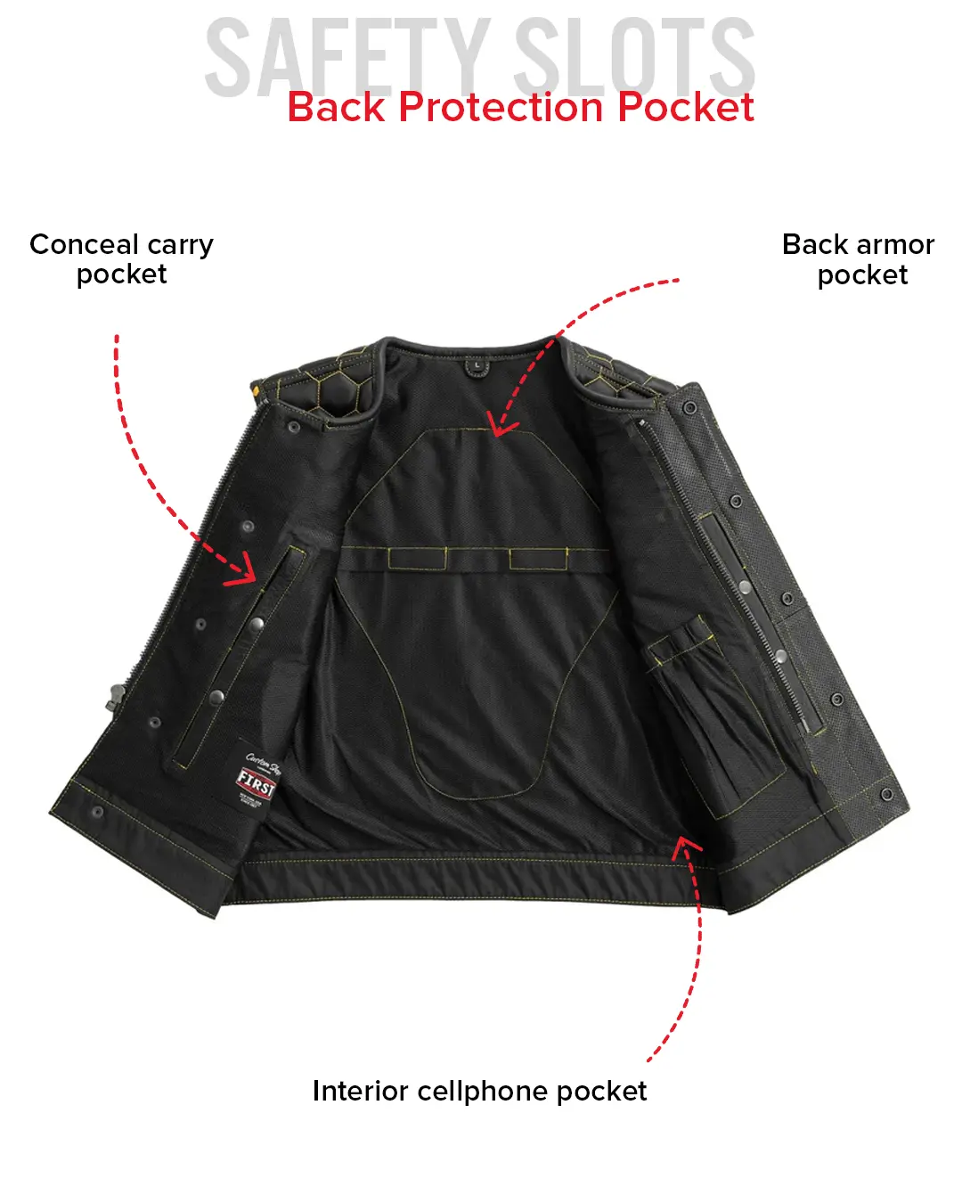 Lowside Hornet Perforated Men's Club Style Leather Vest - Image 5