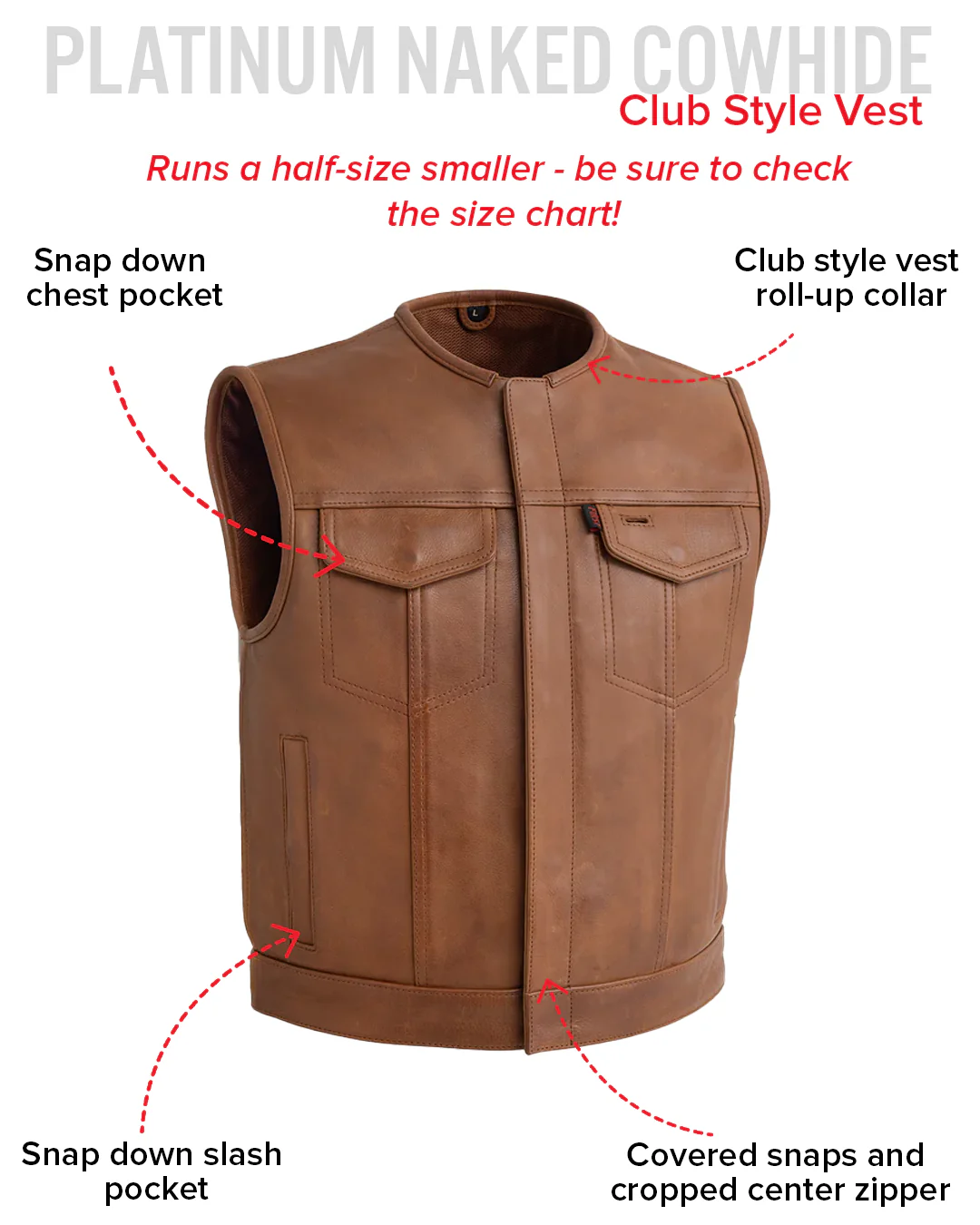 Lowside Men's Motorcycle Leather Vest - Image 15