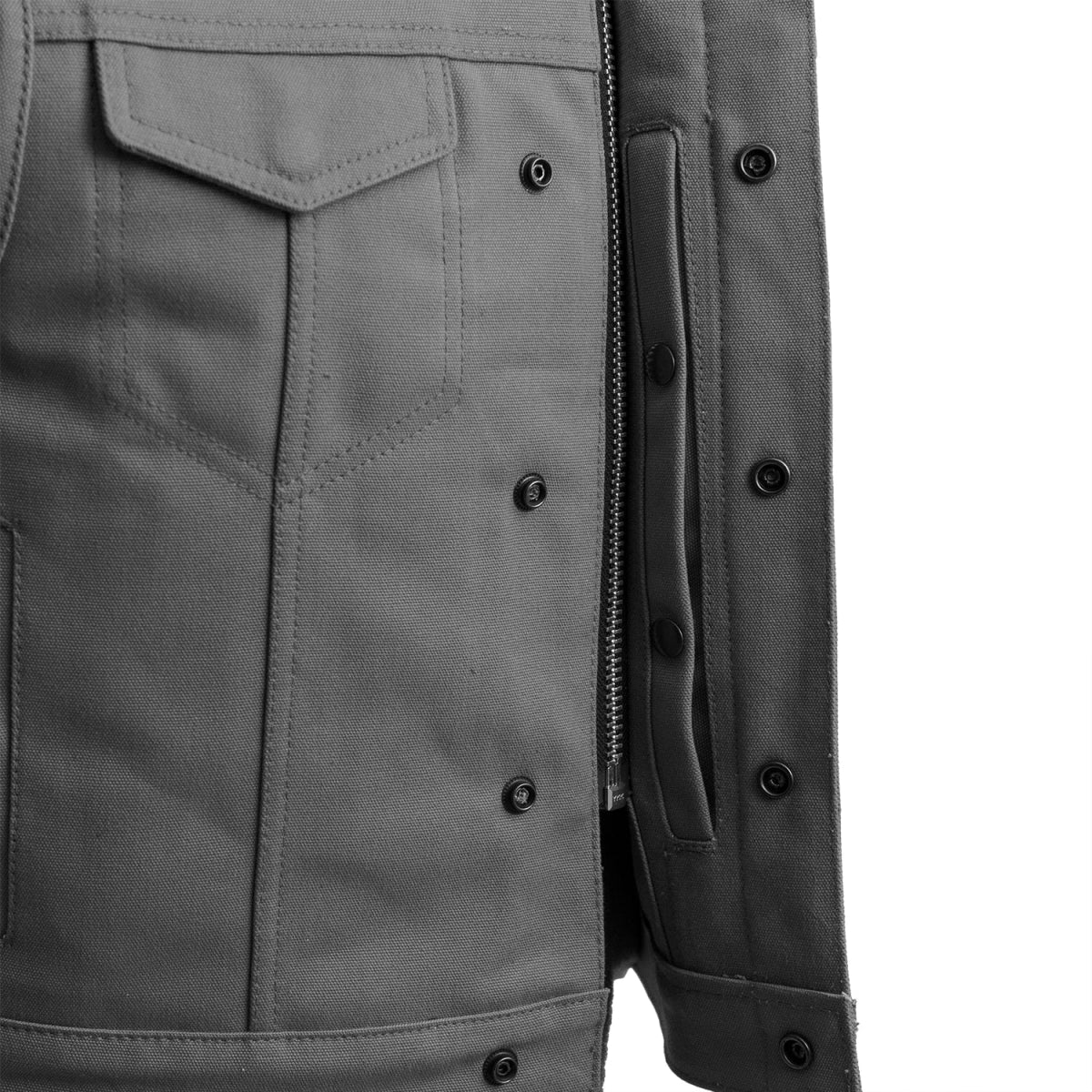 Lowside Men's Motorcycle Canvas Vest (Grey) - Image 5